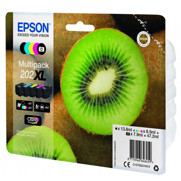 Epson Kiwi Multipack 5-colours 202XL Claria Premium Ink (MULTIPACK 5-FARBIG 202XL KIWI - CLARA PREMIUM INK)EpsonC13T02G74010