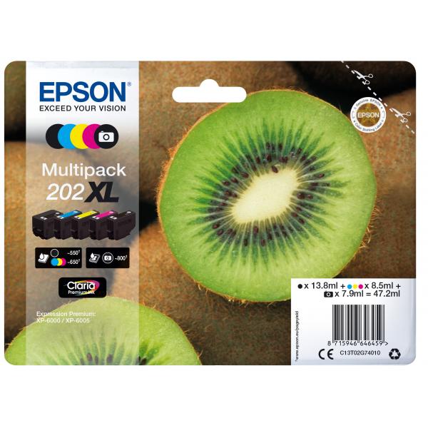 Epson Kiwi Multipack 5-colours 202XL Claria Premium Ink (MULTIPACK 5-FARBIG 202XL KIWI - CLARA PREMIUM INK)EpsonC13T02G74010