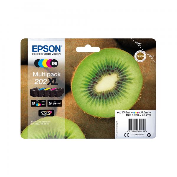 Epson Kiwi Multipack 5-colours 202XL Claria Premium Ink (MULTIPACK 5-FARBIG 202XL KIWI - CLARA PREMIUM INK)EpsonC13T02G74010