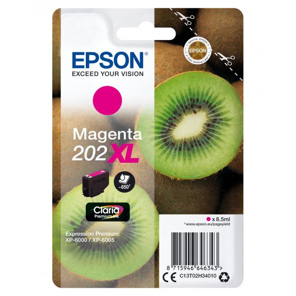 Epson Kiwi Singlepack Magenta 202XL Claria Premium Ink (EPSON 202XL MAGENTA HIGH CAPACITY INK CARTRIDGE KIWI)EpsonC13T02H34010