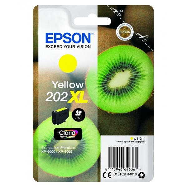Epson Kiwi Singlepack Yellow 202XL Claria Premium Ink (OEM Epson 202XL Yellow High Capacity Ink Cartridge T02H4)EpsonC13T02H44010