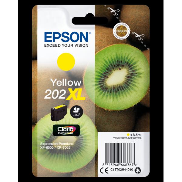 Epson Kiwi Singlepack Yellow 202XL Claria Premium Ink (OEM Epson 202XL Yellow High Capacity Ink Cartridge T02H4)EpsonC13T02H44010