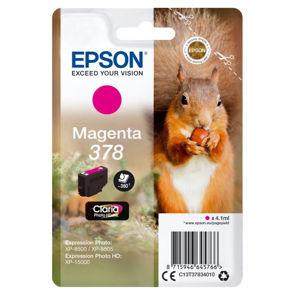 Epson Squirrel Singlepack Magenta 378 Claria Photo HD Ink (EPSON 378 MAGENTA INK 378 SERIES SQUIRREL)EpsonC13T37834010