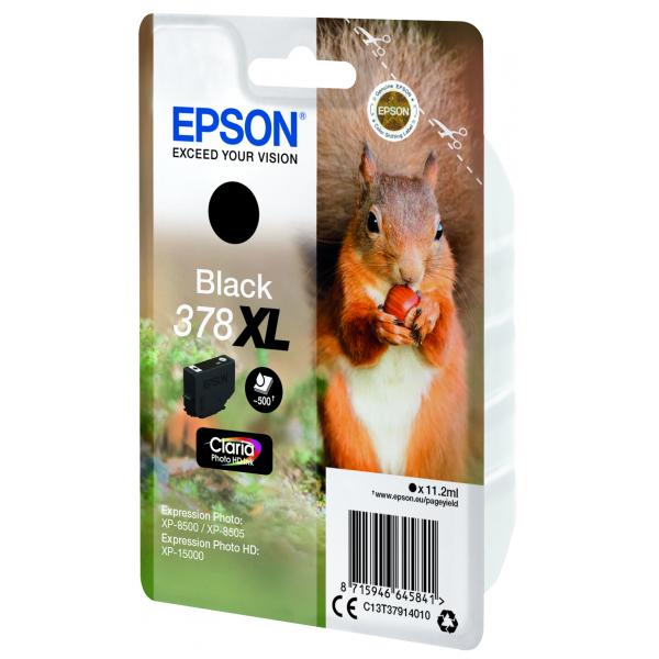 Epson Squirrel Singlepack Black 378XL Claria Photo HD Ink (SINGLEPACK BLACK 378XL - SQUIRREL CLARA PHOTO HD INK)EpsonC13T37914010