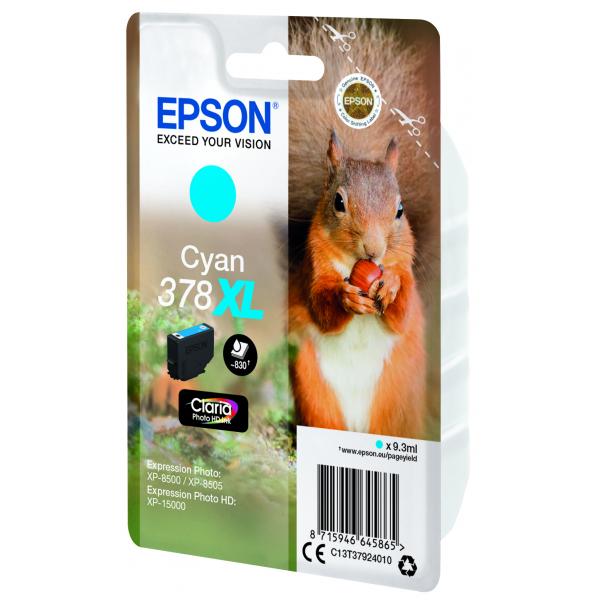 Epson Squirrel Singlepack Cyan 378XL Claria Photo HD Ink (EPSON 378XL CYAN PHOTO HD INK CARTRIDGE SQUIRREL 830 PAGES)EpsonC13T37924010