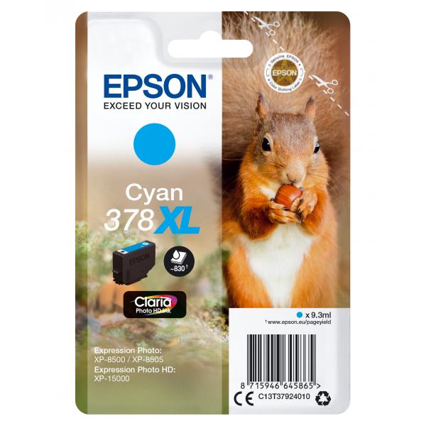 Epson Squirrel Singlepack Cyan 378XL Claria Photo HD Ink (EPSON 378XL CYAN PHOTO HD INK CARTRIDGE SQUIRREL 830 PAGES)EpsonC13T37924010