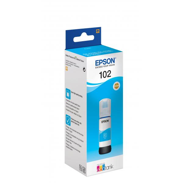 Epson 102 EcoTank Cyan ink bottle (102 ECOTANK CYAN - INK BOTTLE 1 X 70ML)EpsonC13T03R240