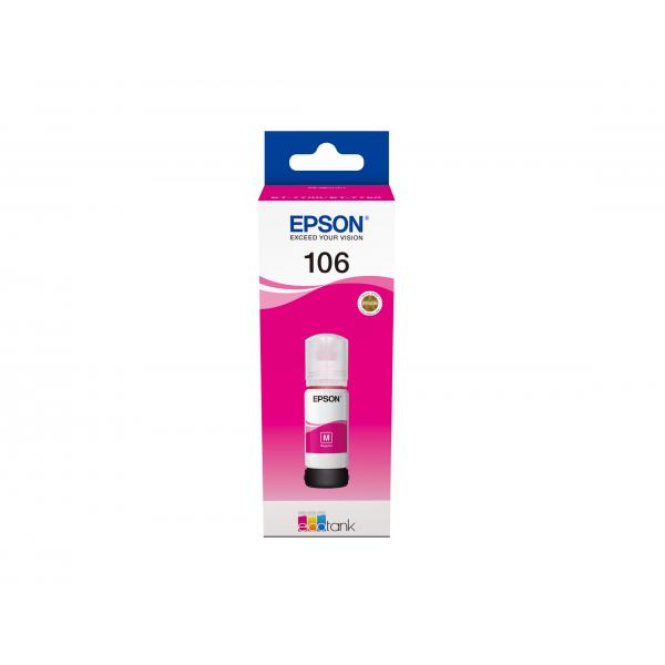 Epson 106 EcoTank Magenta ink bottle (106 ECOTANK MAGENTA - INK BOTTLE 1 X 70ML)EpsonC13T00R340