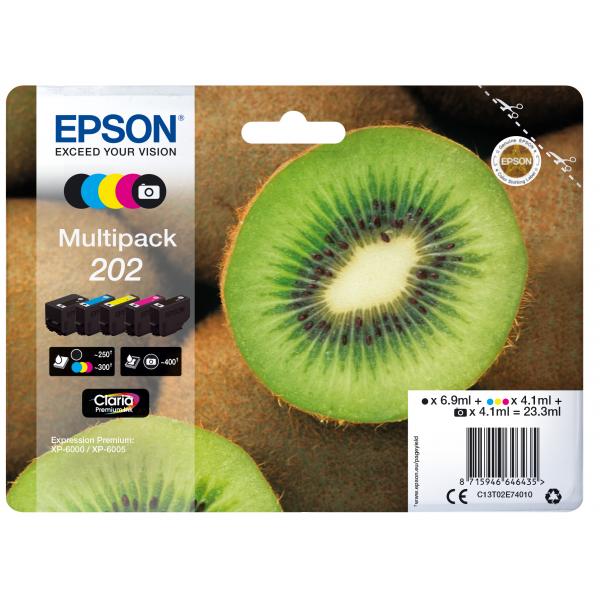 Epson Kiwi Multipack 5-colours 202 Claria Premium Ink (5-COLOURS 202 CLARIA PREMIUM INK)EpsonC13T02E74020