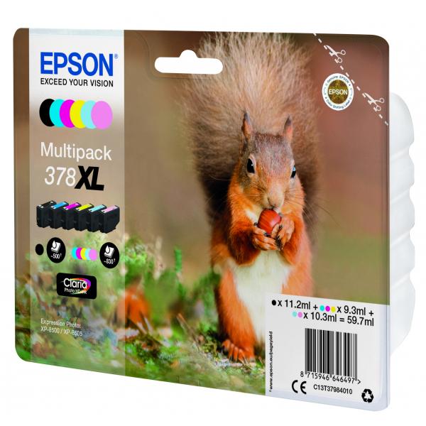 Epson Squirrel Multipack 6-colours 378XL Claria Photo HD Ink (Epson 378XL Multipack - 6 pakker - XL)Epson8715946646503C13T37984020