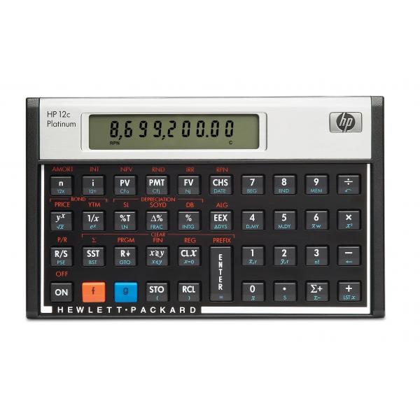 HP 12c calcolatrice Desktop Calcolatrice finanziaria Alluminio, Nero (HP 12c Platinum - finansiel regnemaski)HpF2231AA