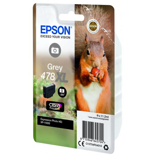 Epson Squirrel Singlepack Grey 478XL Claria Photo HD Ink (EPSON 478XL GREY INK SQUIRREL)Epson8715946645704C13T04F64010