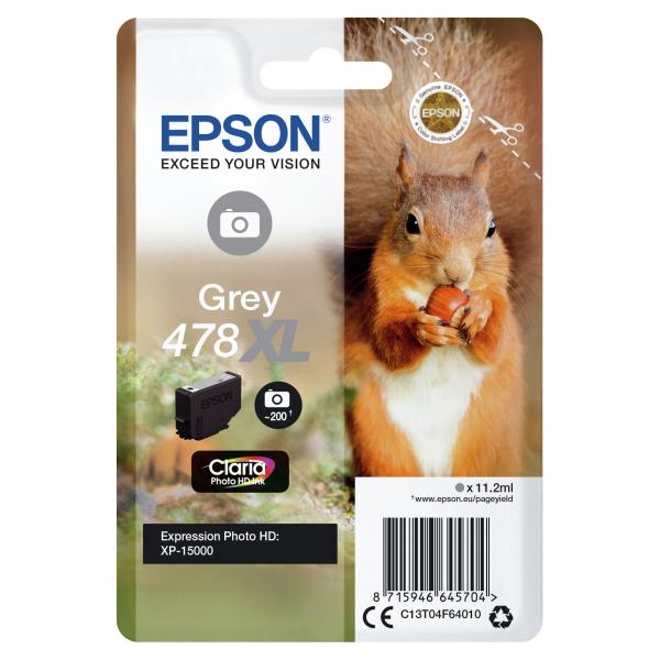 Epson Squirrel Inchiostro grigio singolo Claria Photo HD Scoiattolo 478XL (SINGLEPACK GREY 478XL - CLARIA PHOTO HD INK)Epson8715946645704C13T04F64010