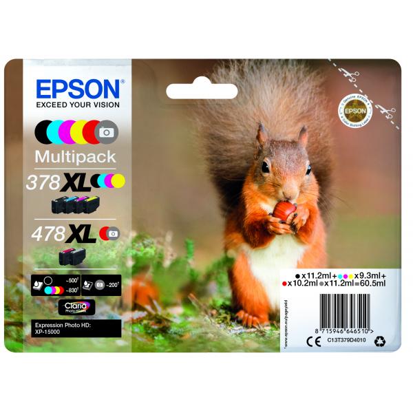 Epson Squirrel Multipack 6-colours 378XL / 478XL Claria Photo HD Ink (EPSON 478XL MULTIPACK 6 COLOUR SQUIRREL)Epson8715946646510C13T379D4010