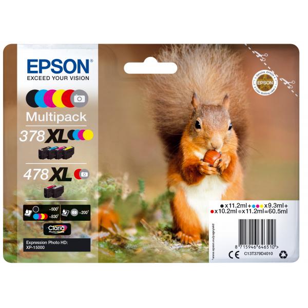 Epson Squirrel Multipack 6-colours 378XL / 478XL Claria Photo HD Ink (EPSON 478XL MULTIPACK 6 COLOUR SQUIRREL)Epson8715946646510C13T379D4010