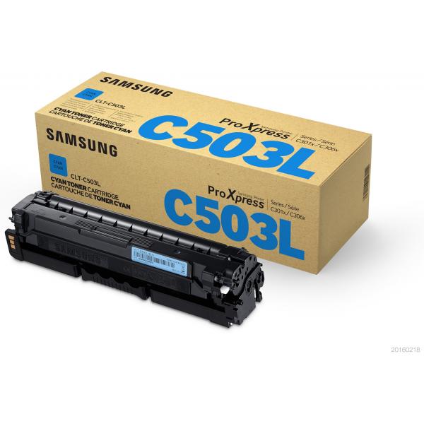 Samsung Cartuccia toner ciano originale HP CLT-C503L ad alta capacità (SAMSUNG CLT-C503L CYAN TONER C3060FR)HpSU014A