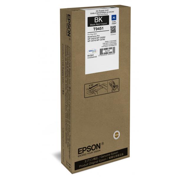 Epson WF-C5xxx Series Ink Cartridge XL Black (Epson T9451 - 64.6 ml - misura XL - nero - originale - cartuccia d'inchiostro - per WorkForce Pro WF-C5210DW, WF-C5290DW, WF-C5710DWF, WF-C5790DWF)EpsonC13T945140