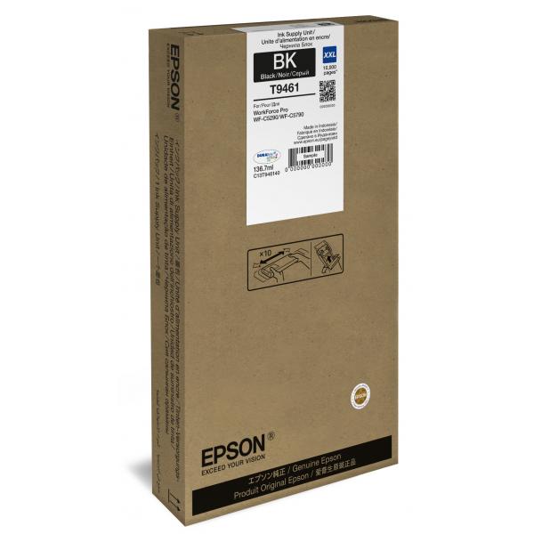 Epson WF-C5x90 Series Ink Cartridge XXL Black (Epson Ink Cartridges, DURABrite Ultra, T9461, Singlepack, 1 x 136.7 ml Black, XXL)Epson8715946645384C13T946140