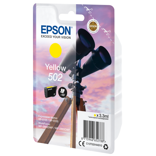 Epson Singlepack Yellow 502 Ink (SINGLE YELLOW 502 INK)EpsonC13T02V44010