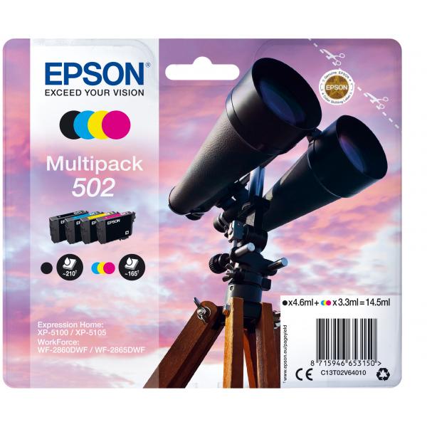 Epson Multipack 4-colours 502 Ink (BINOCULARS MULTIPACK 4-COLOURS - 502 INK BLACK 4.6ML - CMY 3.3ML)EpsonC13T02V64010