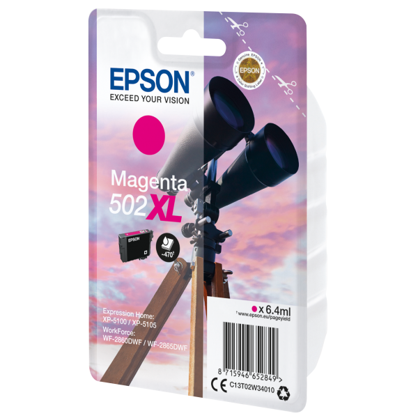 Epson Singlepack Magenta 502XL Ink (EPSON 502XL MAGENTA INK BINOCULARS)Epson8715946652849C13T02W34010