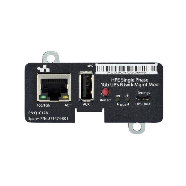 HPE Single Phase 1Gb UPS Network Management Module (HPE SINGLE PHASE 1GB UPS,W/ NETWORK MANAGEMENT MODULE)HpeQ1C17A