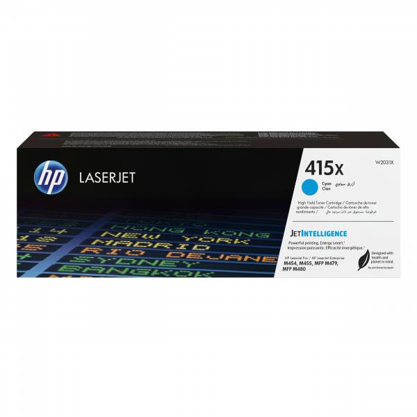 HP Cartuccia toner ciano originale LaserJet 415X ad alta capacità (Toner HP 415X / W2031X Cyan)HpW2031X