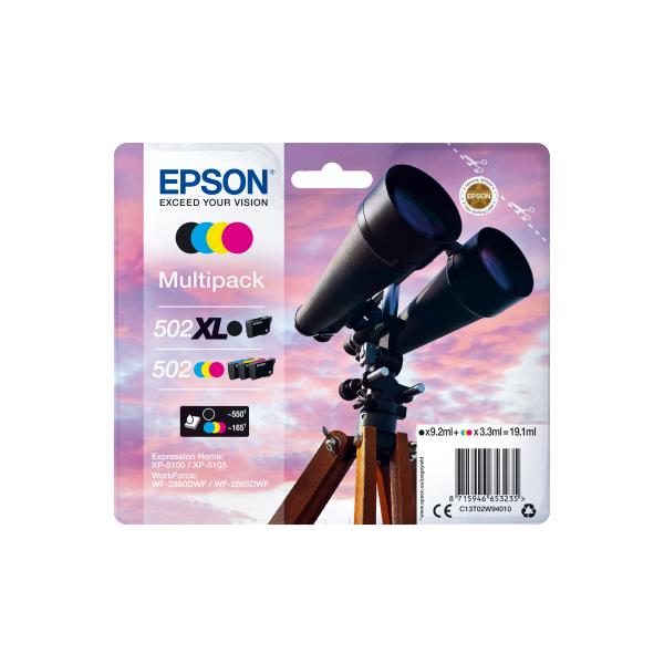 Epson Multipack 4-colours 502 XL Black/Std. CMY (Epson 502XL Multipack - 4 pakker - hj)Epson8715946653259C13T02W94020
