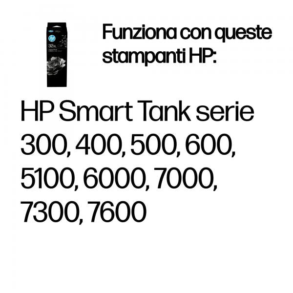 HP Flacone di inchiostro nero originale 32XL 135 ml (HP 32XL BLACK INK BOTTLE 135ML 455 555 570 655)Hp01925452706871VV24AE