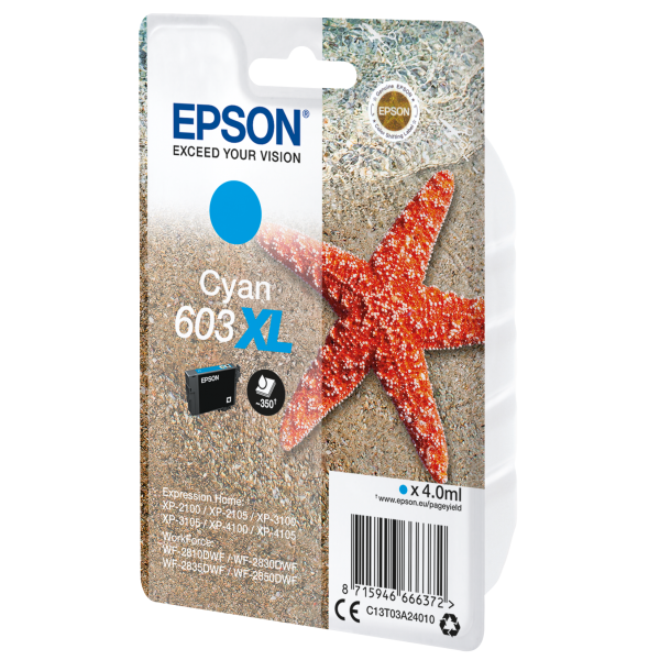 Epson Singlepack Cyan 603XL Ink (SINGLEPACK CYAN 603XL INK - .)EpsonC13T03A24010