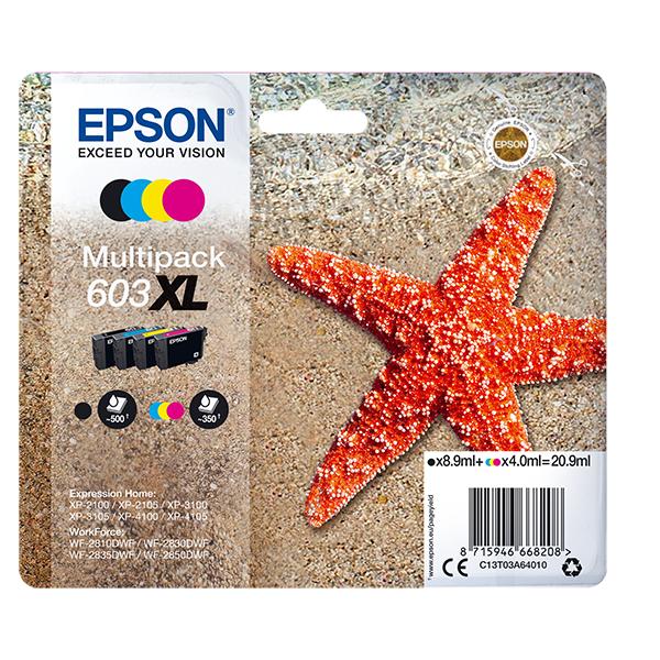 Epson Multipack 4-colours 603XL Ink (Epson Ink Cartridges, 603, Starfish, Multipack, 1 x 8.9 ml Black, 1 x 4.0 ml Cyan, 1 x 4.0 ml Magenta, 1 x 4.0 ml Yellow, Standard)EpsonC13T03A64010