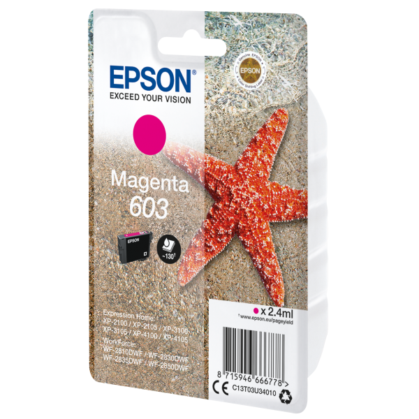 Epson 603 stella marina cartuccia inchiostro originale magenta 1pz (Epson 603 - magenta - original - blkp)Epson8715946666785C13T03U34020