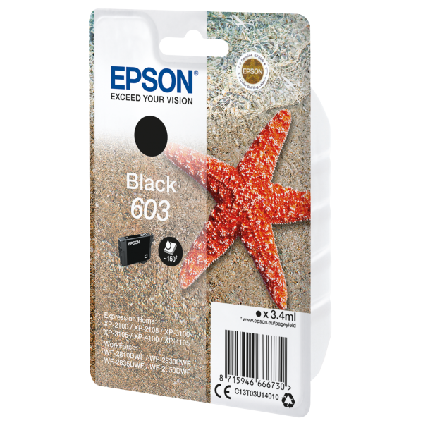 Epson Singlepack Black 603 Ink (EPSON STARFISH 603 BLACK SINGLEPACK INK)Epson8715946666747C13T03U14020