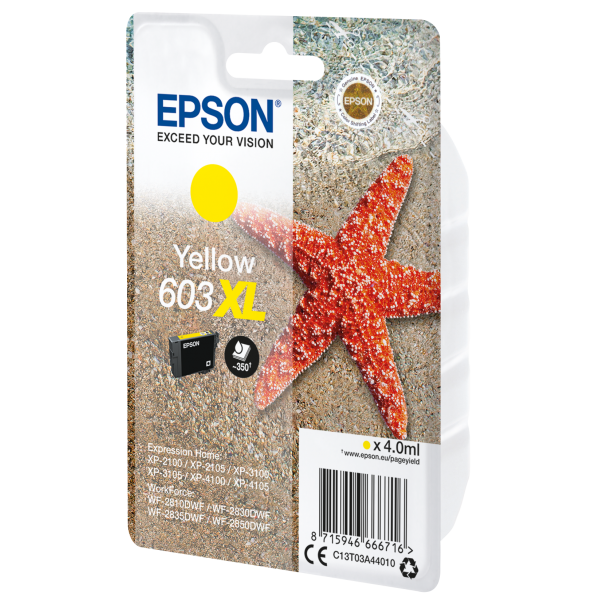 Epson Singlepack Yellow 603XL Ink (OEM Epson 603XL High Capacity Yellow Ink Cartridge T03A44010)EpsonC13T03A44010