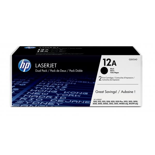 HP Confezione da 2 cartucce originali di Toner nero LaserJet 12A (HP 12A BLACK DUAL PACK TONERS LASERJET 1010 1012 1015 SERIES)HpQ2612AD