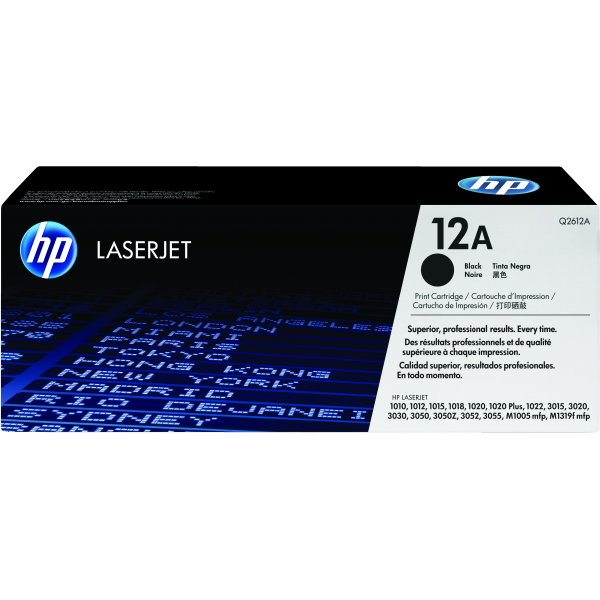HP Cartuccia Toner originale nero LaserJet 12A (OEM HP Q2612A Black 2000 Pages Original Toner 12A)Hp0808736558136Q2612A