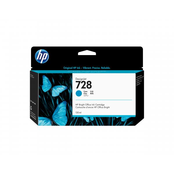 HP Cartuccia inchiostro ciano DesignJet 728, 130 ml (HP 728 - 130 ml - ciano - originale - DesignJet - cartuccia d'inchiostro - per DesignJet T730, T830)HpF9J67A