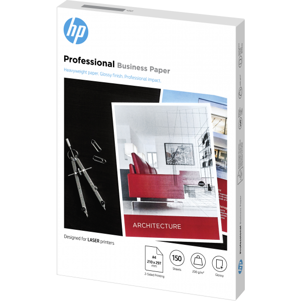 HP Carta patinata professionale originale , certificata FSC: confezione da 150 fogli, A4/210 x 297 mm, 200 g/m2 (HP PROF GLS LJ A4 200G 150SH FSC PAP)Hp01939055049167MV83A