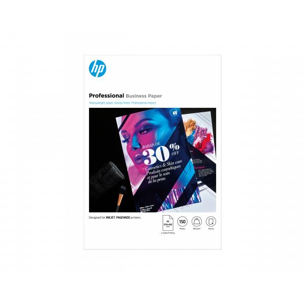 HP Carta professionale patinata multiuso originale , certificata FSC: confezione da 150 fogli, 180 g/m, formato A3/297 x 420 mm (^HP PRO BIZ GLS A3 180G 150SH FSC PA)Hp7MV84A
