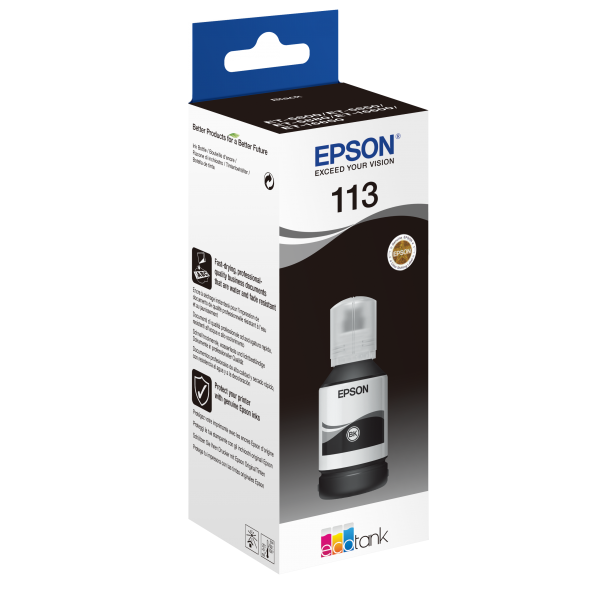 Epson 113 EcoTank Pigment Black ink bottle (113 ECOTANK PIGMENT BLACK - INK BOTTLE)Epson8715946674704C13T06B140