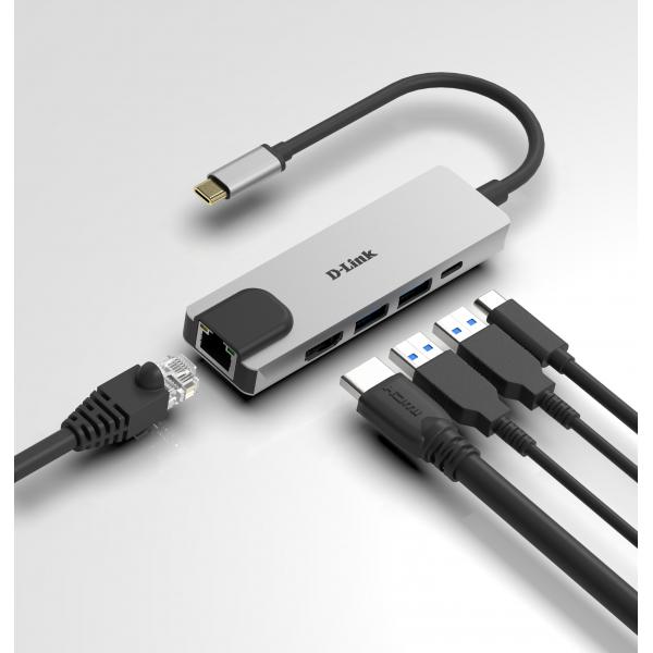 D-Link DUB-M520 replicatore di porte e docking station per laptop Cablato Thunderbolt 3 Alluminio (5-IN-1 USB-C HUB WITH HDMI - ETHERNET AND POWER DELIVERY)D-link0790069447884DUB-M520