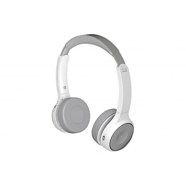 Cisco 730 Cuffie Con cavo e senza cavo A Padiglione Musica e Chiamate Bluetooth Base di ricarica Platino, Bianco (Cisco Headset 730 - Cuffie con microfono - over ear - Bluetooth - senza fili - eliminazione rumore attivata - platino - con supporto di ...