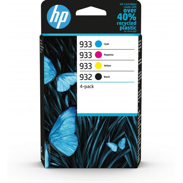 HP Confezione da 4 inchiostri originali 932/933 nero, ciano, magenta, giallo (HP 932 BLACK / 933 CMY ORIGINAL - INK CARTRIDGE 4-PACK)Hp6ZC71AE