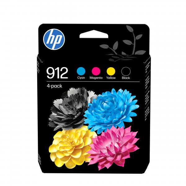 HP Confezione da 4 cartucce di inchiostro nero, ciano, magenta, giallo originali 912 (OEM HP 912 4 Colour CMYK Original Ink Cartridge Multipack)Hp6ZC74AE