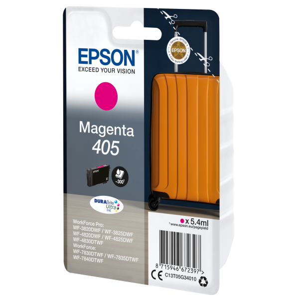 Epson Singlepack Magenta 405 DURABrite Ultra Ink (EPSON 405 DURABRITE MAGENTA INKJET SUITCASE)EpsonC13T05G34010