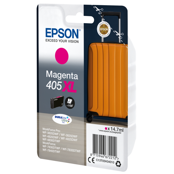 Epson Singlepack Magenta 405XL DURABrite Ultra Ink (EPSON 405XL DURABRITE MAGENTA INKJET SUITCASE)EpsonC13T05H34010