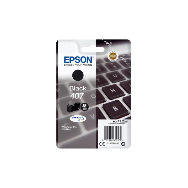 Epson Inchiostro nero singolo DURABrite Ultra Tastiera 407L (OEM Epson 407 Black Ink Cartridge C13T07U140)Epson8715946689562C13T07U140