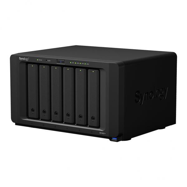 Synology DiskStation DS1621+ server NAS e di archiviazione Desktop Ryzen Embedded V1500B 4 GB DDR4 0 TB DiskStation Manager Nero (Synology Disk Station DS1621+ - NAS server - 6 bays - SATA 6Gb/s - RAID 0, 1, 5, 6, 10, JBOD - RAM 4 GB - Gigabit Ethern...
