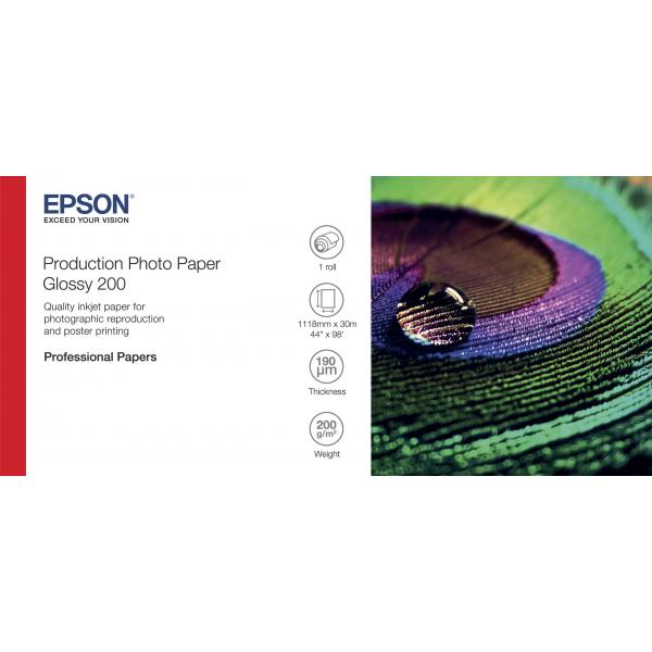 Epson Production Photo Paper Glossy 200 44 x 30m (Epson Production - fotopapir - skinnen)Epson8715946686868C13S450373