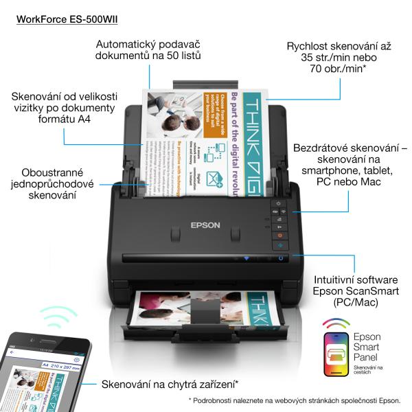 Epson WorkForce ES-500WII (Epson WorkForce ES-500W II - dokuments)Epson8715946686028B11B263401